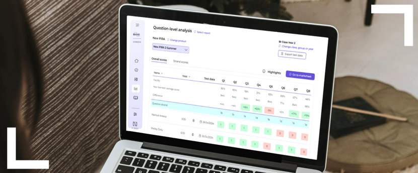 screenshot of learner report